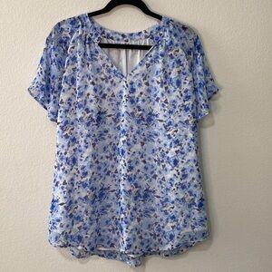 Women's Top Boho Floral V-neck Short Sleeve Blouses Shirts Tee